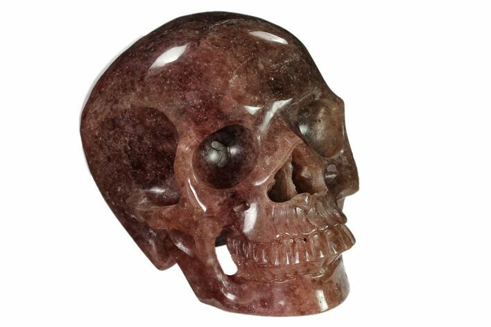 Realistic, Carved Strawberry Quartz Crystal Skull #151184